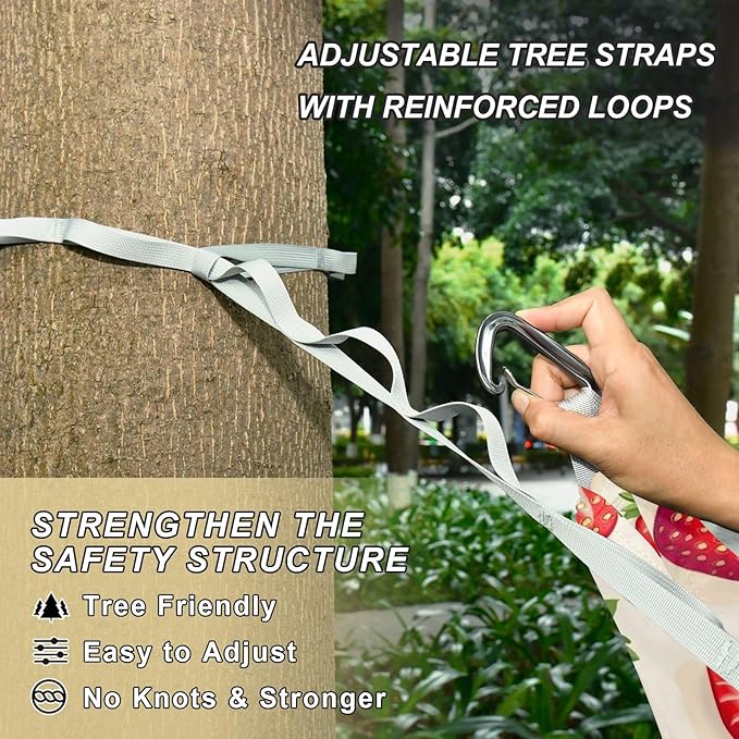 Camping Hammock Outdoor Hammocks for Outside Strawberries Lovely Beach Trees Portable Lightweight with Pockets Tree Straps Indoor Small