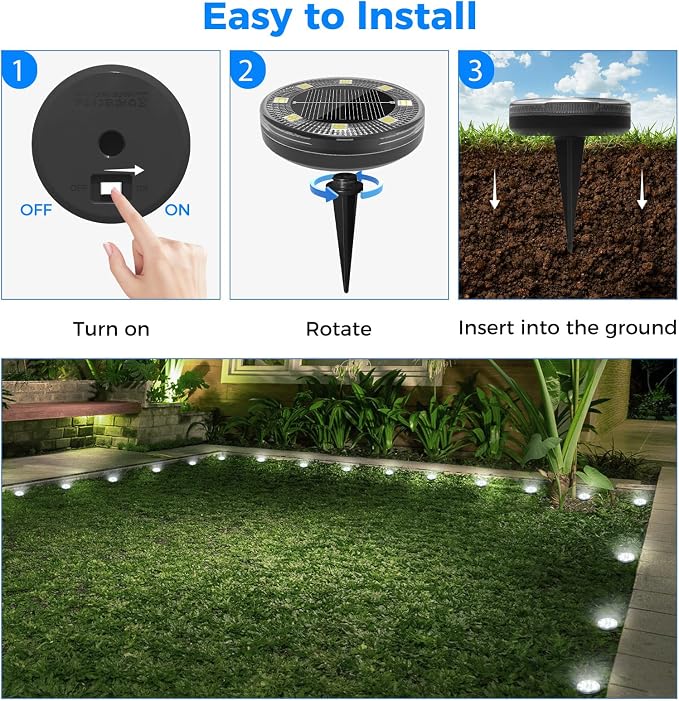 Mini Solar Ground Lights, 24 Pack Flat Solar Disc Lights Outdoor Waterproof, 2.3 Inch Small Solar Garden Lights Landscape Lighting for Outside Pathway Garden Yard Lawn Walkway,Cool White