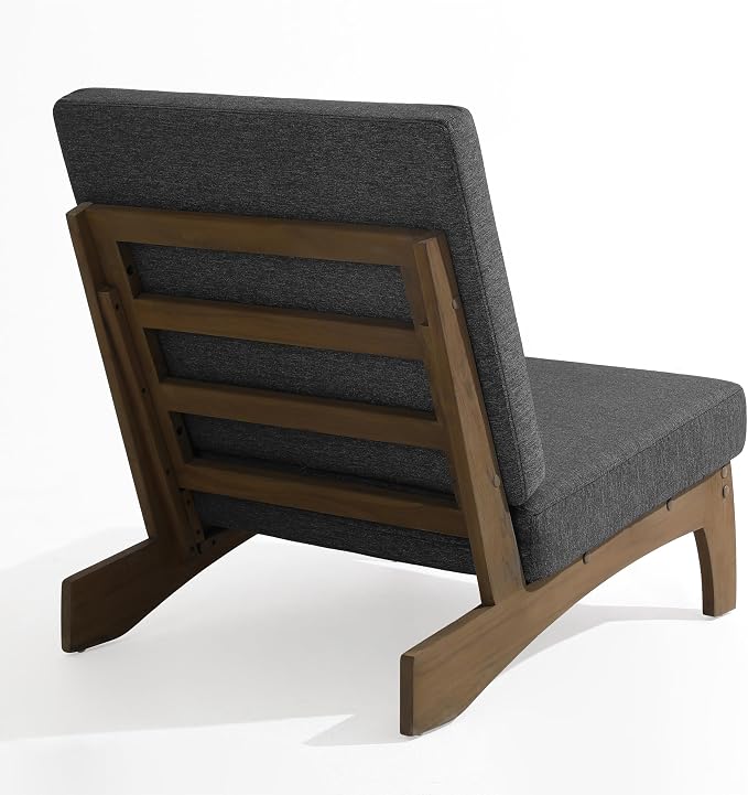 Pia Ricoo Patio Chairs Set of 2, Heavy Duty Wood Patio Furniture Set with Thick Cushions, Bistro Set All-Weather Outdoor Chairs for Balcony, Deck, Poolside, Porch - Drak Gray