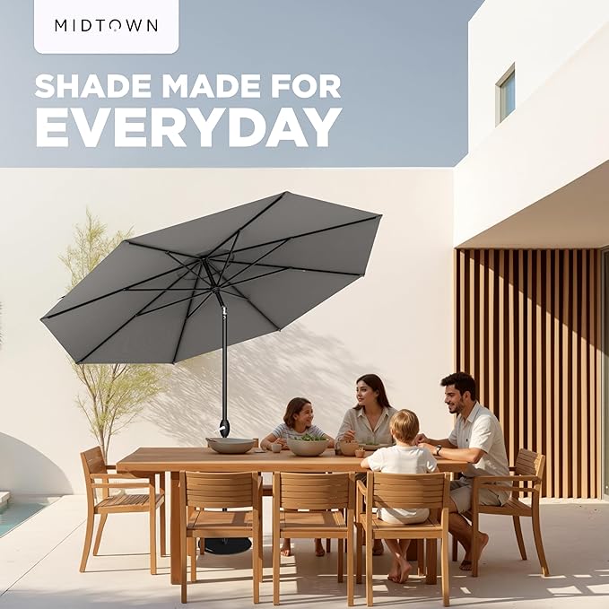 Midtown Umbrellas The Lean Patio Umbrella (Terylast Fabric - Charcoal, 10 Foot)