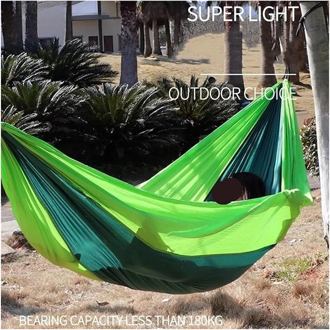 Hammocks, Double Portable Hammock for Camping Lightweight Nylon Parachute for Backpacking Travel Beach Backyard Patio Hiking Amaca,for Outside(Green)