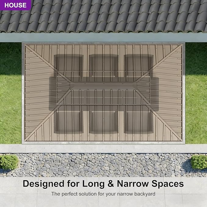 PURPLE LEAF 8' x 12' Outdoor Hardtop Gazebo, Champagne Metal Gazebo with Galvanized Steel Double Roof, Curtains and Netting for Patio Lawn and Garden