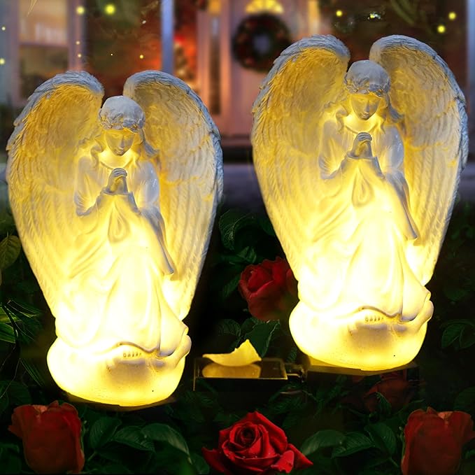 SunKite Angel Garden Solar LED Light Outdoor Waterproof Decorative Stake Lights for Yard Patio Pathway Lawn Ornaments Garden Decor Christian Christmas Decorations Gifts