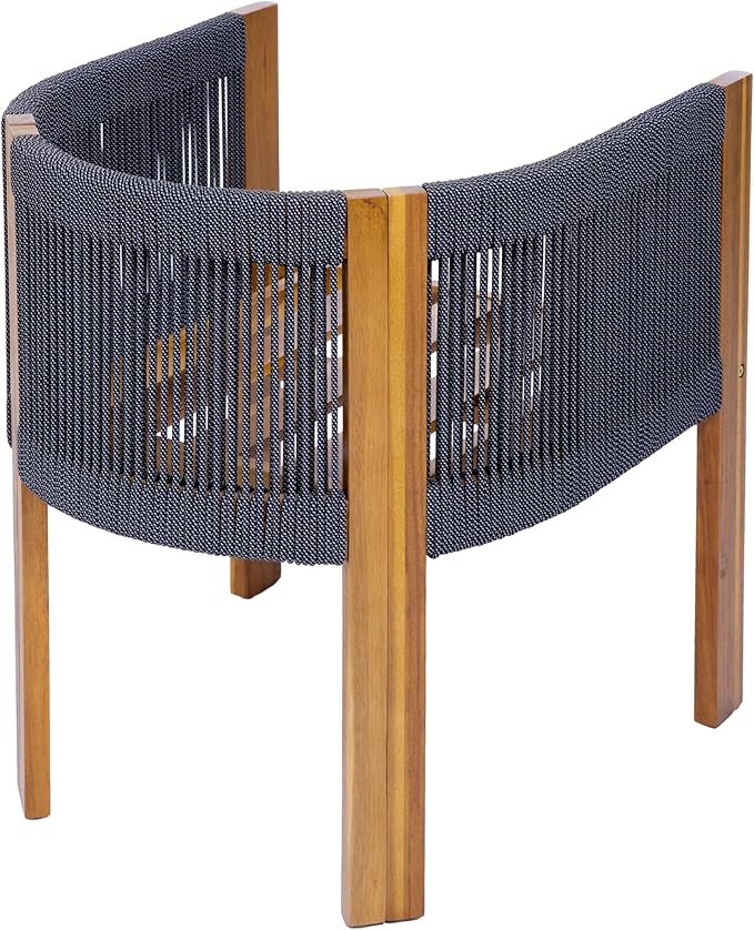 Christopher Knight Home Matera Acacia Wood Outdoor Dining Set for 8, 9 Piece Patio Dining Table and Chair Set, Wooden Outdoor Dining Armchair and Table Set with Cushion, Black+Teak+Sand