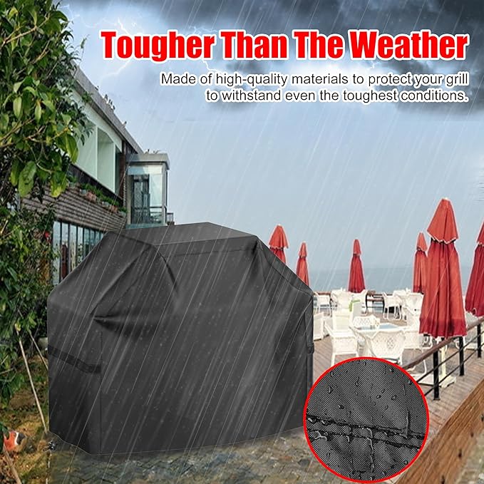Grill Cover, 44 inch Small Gas Grill Cover for Outdoor Grill, Waterproof, Weather Resistant, UV & Fade Resistant, BBQ Grill Cover with Hook and Loop Straps, Black