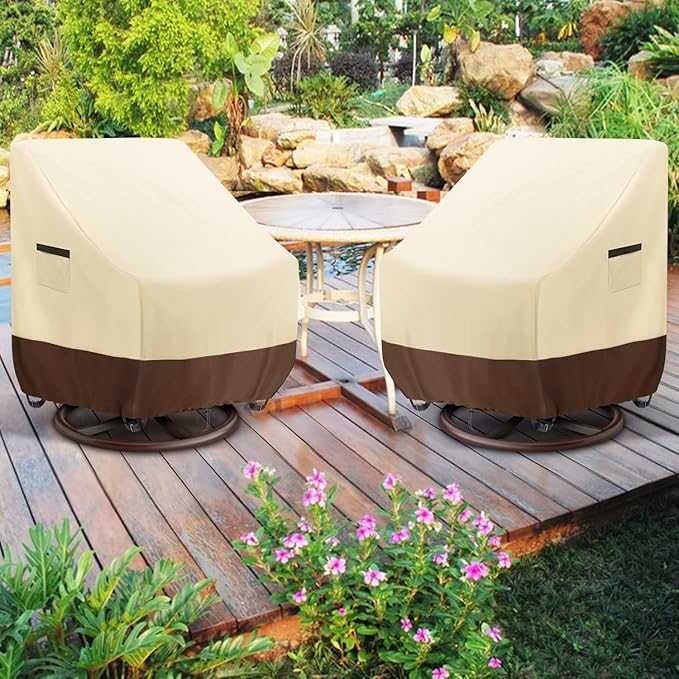 Outdoor Swivel Lounge Chair Cover, Waterproof Heavy Duty Patio Chair Cover, (33" W x 35" D x 38.5" H) Patio Garden Porch Furniture Cover for Swivel Chair - 2 Pack