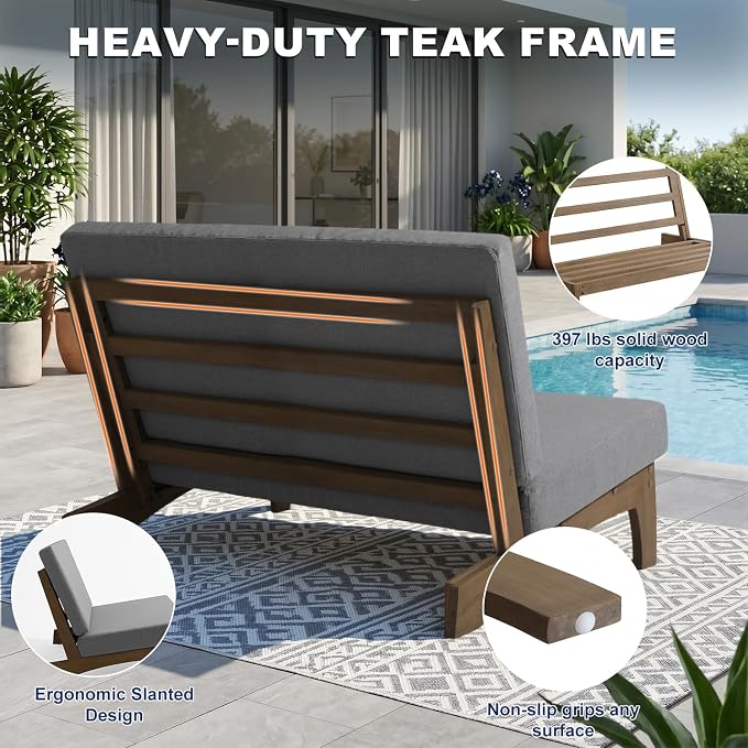 Pia Ricoo 4 Piece Patio Furniture Sets, Outdoor Furniture with 2 Chairs & Coffee Table, Patio Conversation Set for Backyard, Deck, Lawn, Gray