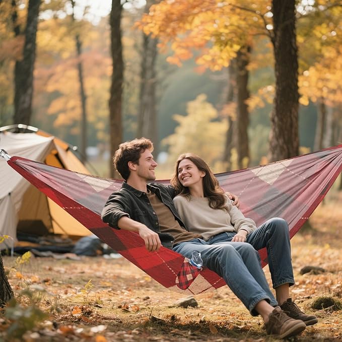 Red and Black Checkerboard 330lb Capacity Outdoor Hammock with Hanging Rope Indoor Hammock for Camping Travel Accessories Base para poner hamaca