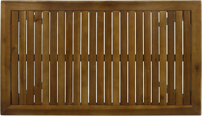 Polaris Outdoor Minimalist Acacia Wood Rectangle Bar Table - Teak Finish