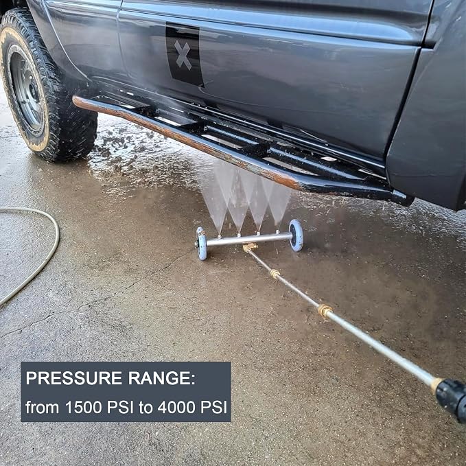 2-in-1 Undercarriage Pressure Washer Attachment – 4000 PSI Broom, 16" – 3 Extension Wands & Rust Prevention