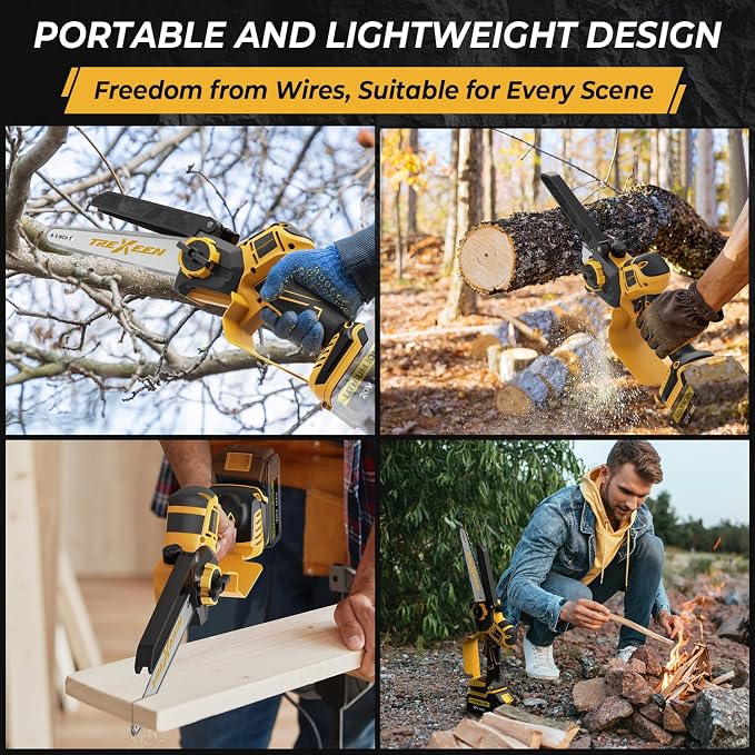 Mini Chainsaw for Dw Battery 20V MAX,8-Inch and 6-Inch 2-IN-1 Cordless Mini Chainsaw,Brushless Chain saw 20v for Wood Cutting, Tree Trimming (Battery Not Included)