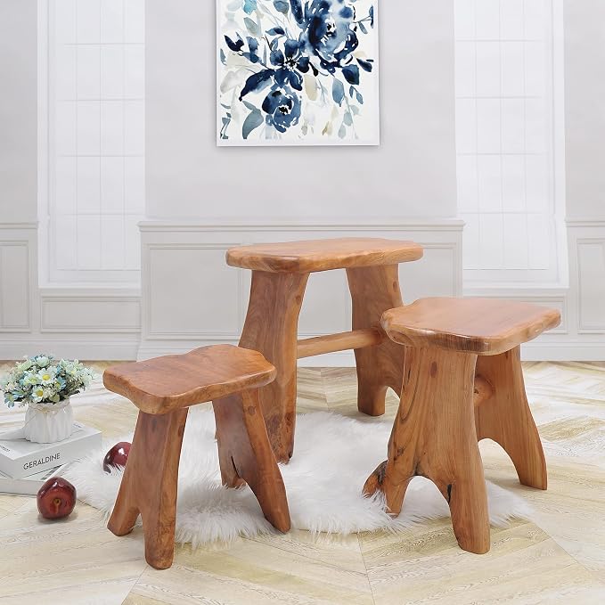 Natural Shape Solid Wood Tree Stump Stool 15"x12"x15" Cedar Root End Table Rustic Plant Stand Live Edge Coffee Table Vintage Side Table Living Room Bedroom Accent Outdoor Garden Foot Stool