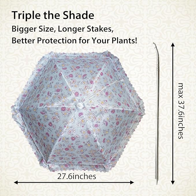TIMSO Adjustable 3 Pack Plant Shade Umbrella for Outdoor Garden - Sun Protection Cloth & Umbrella for Plants, Potted Plants, and Garden Beds