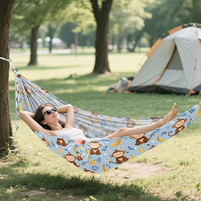 Camping Hammock Outdoor Hammocks for Outside Monkey Banana Blue Beach Trees Portable Lightweight with Pockets Tree Straps Indoor