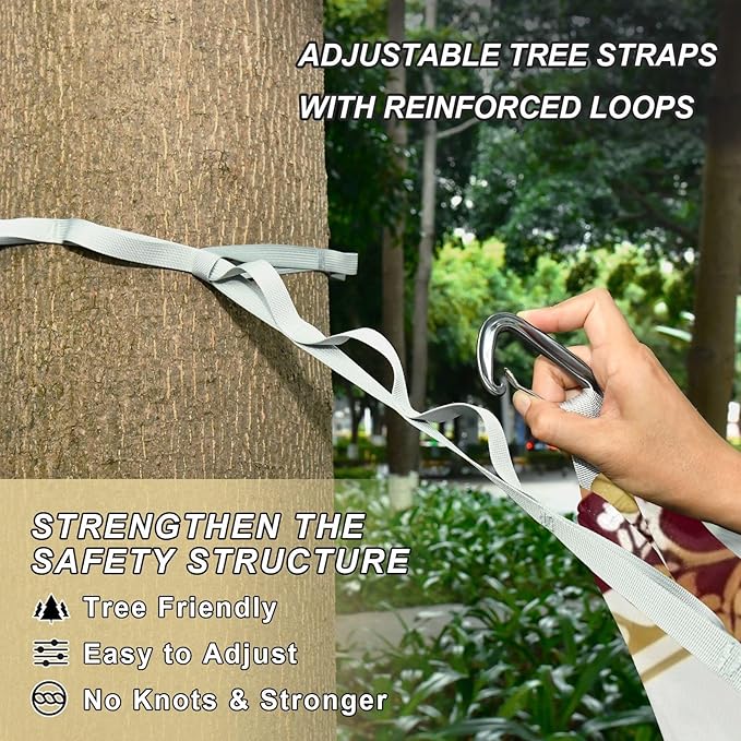 Crown and Floral Outdoor Hammocks with Tree Straps Fabric Hammock for Camping & Hiking Essential
