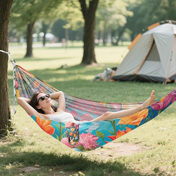FRMG Easter Bunny Eggs Camping Hammock 500 lbs Capacity Portable Hammocks with Tree Straps & Attached Carry Bag, Camping Essentials Gear 2013049a