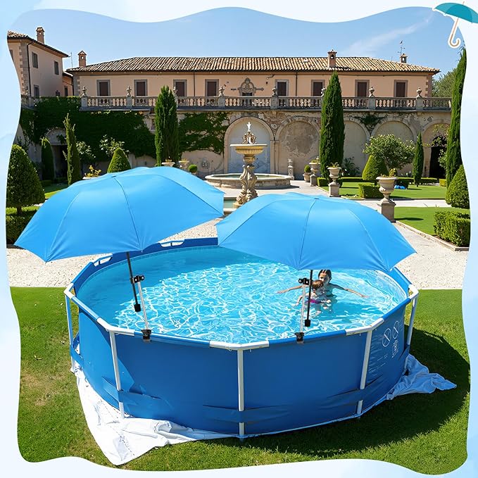 Gilprop 4 Pack Beach Umbrella with Clamp 38.6'' Adjustable Umbrellas for Chair Portable Folding Sun Shade for Pool Outdoor Camping Patio Golf Carts