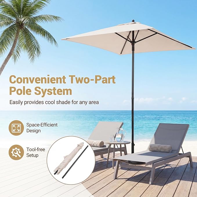 Giantex 5ft Square Patio Umbrella, Outdoor Table Umbrella with Push Bottom Tilt, 4 Sturdy Ribs, Fade Resistant & Waterproof Canopy, Market Umbrella for Deck, Pool, Backyard, Garden, Beach