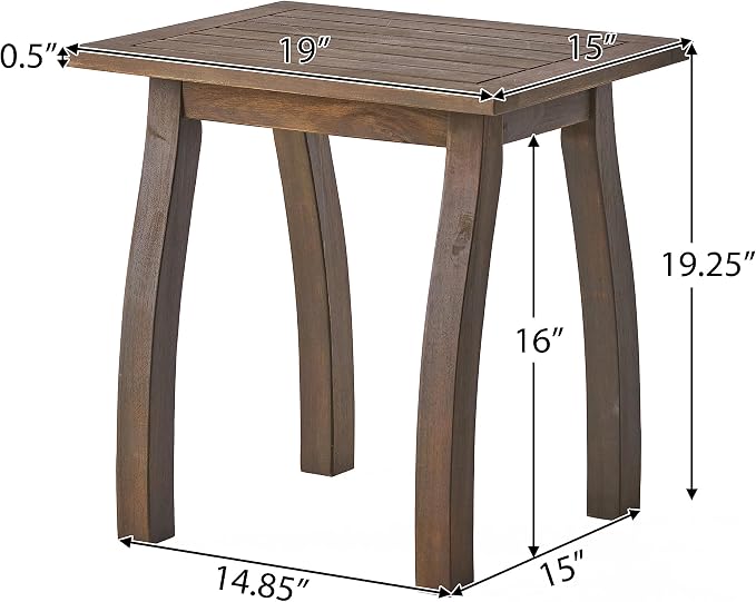 Patio Dining Table, Square, Acacia Wood, Grey