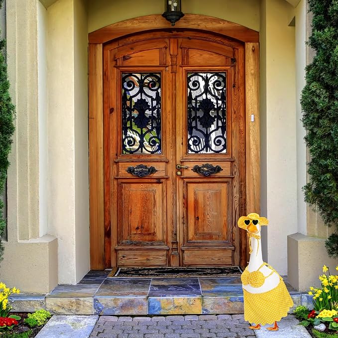 FuWeave Summer Porch Goose Outfit for 17" Summer Bikini Lawn Goose Costume Clothes for Outdoor Patio Yard Lawn Art Decoration Yellow