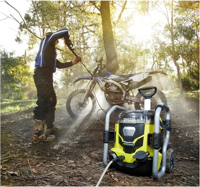 RYOBI RY40PW01DG9 1,500 PSI 1.2 GPM 40-Volt Cold Water Cordless Electric Pressure Washer with Two 5.0 Ah Batteries and Charger Included