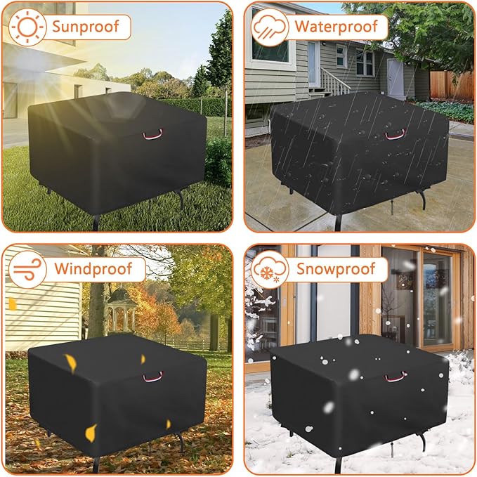 38 x 38 Table Cover, Outdoor Square Patio Table Cover - Heavy Duty Waterproof Furniture Protector for Small Slatted Tabletop, All-Weather Protection - 38" x 38" x 28"