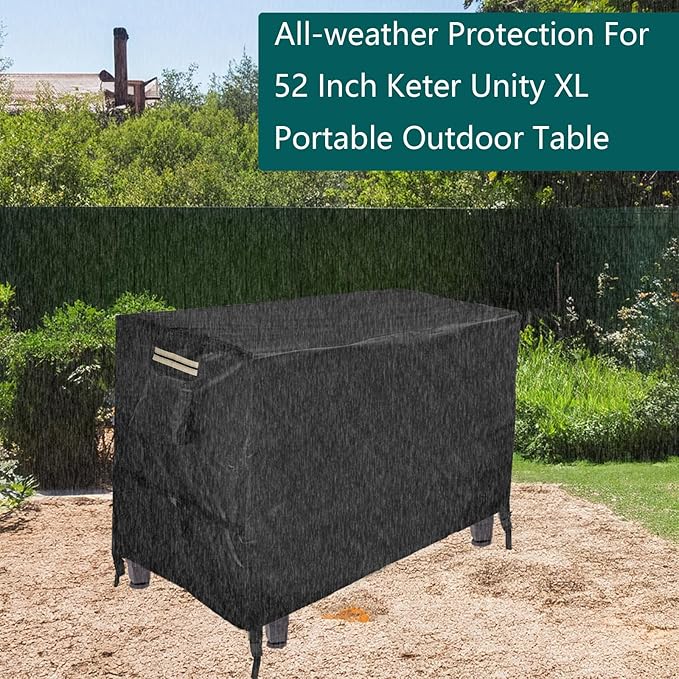 Outdoor BBQ Prep Table Cover 52 Inch for Keter Unity XL Serving Table, Waterproof & Windproof Strong Material Patio Grill Prep Table Cover, 55'' L x 24'' W x 32'' H