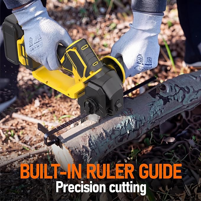 2 in 1 8" Mini Chainsaw Compatible with Dewalt 20V Battery(NO Battery) | 8" Brushless Electric Chainsaw with Rotating Head, Ruler Guide and Handle for Branch Trimming Wood Cutting