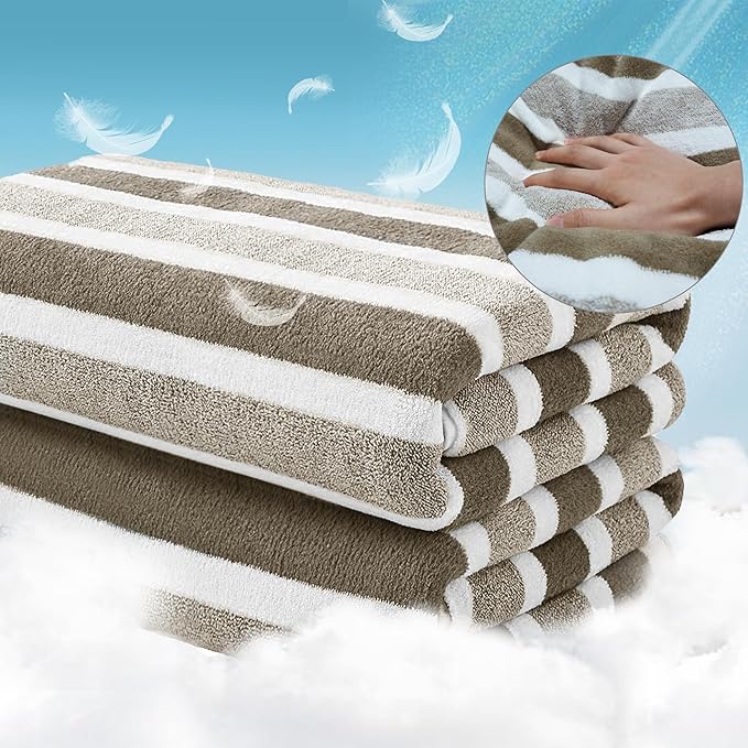 Lounge Chaise Chair Towel Cover, Pack of 2,Ultra Plush & Absorbent Micro Fleece Towel Cover for Pool,Beach,Outdoor(Garden,Courtyard) | Faster Drying,Non-Slip, 2 Side Pockets | 85" x 30"-Brown
