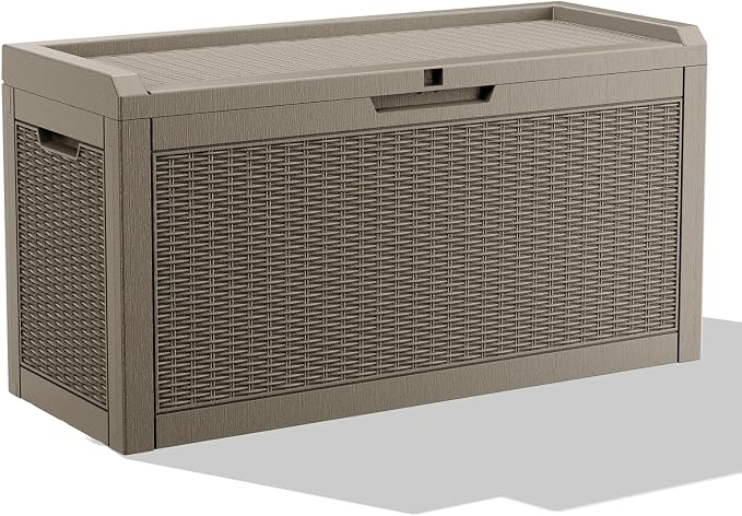 Package Delivery Box, Lockable Resin Outdoor Package, Waterproof Deck Box for Porches, Patios, Indoor & Outdoor Use (70 Gallon, Grey)
