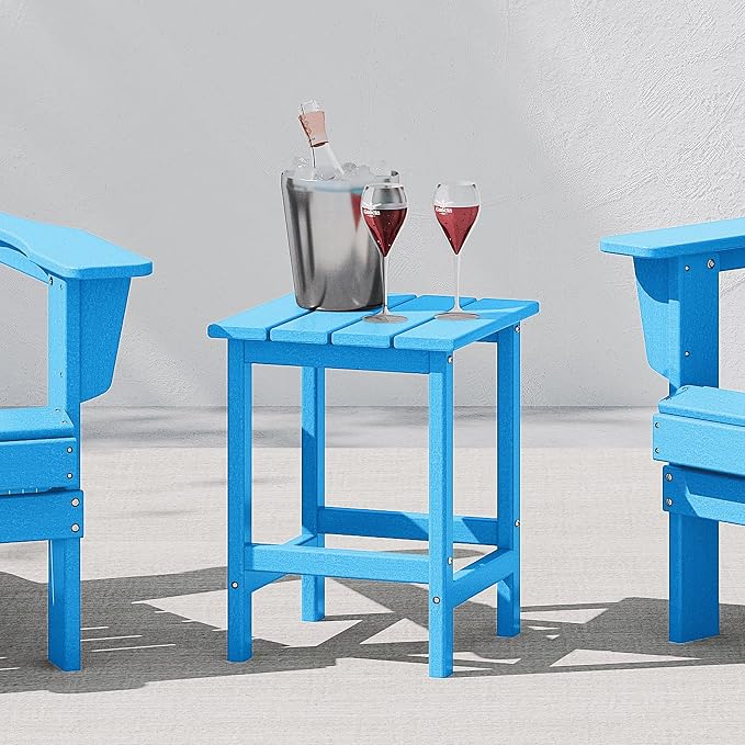 WestinTrends Malibu Square Outdoor Side Table for Adirondack Chair, Pacific Blue