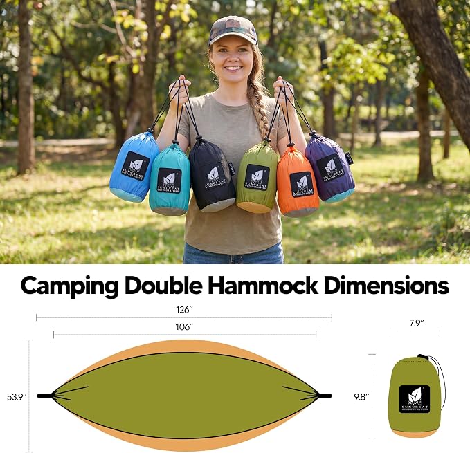 SUNCREAT Hammocks Portable Camping Hammocks with Straps, Hanging Tree Hammock, Green