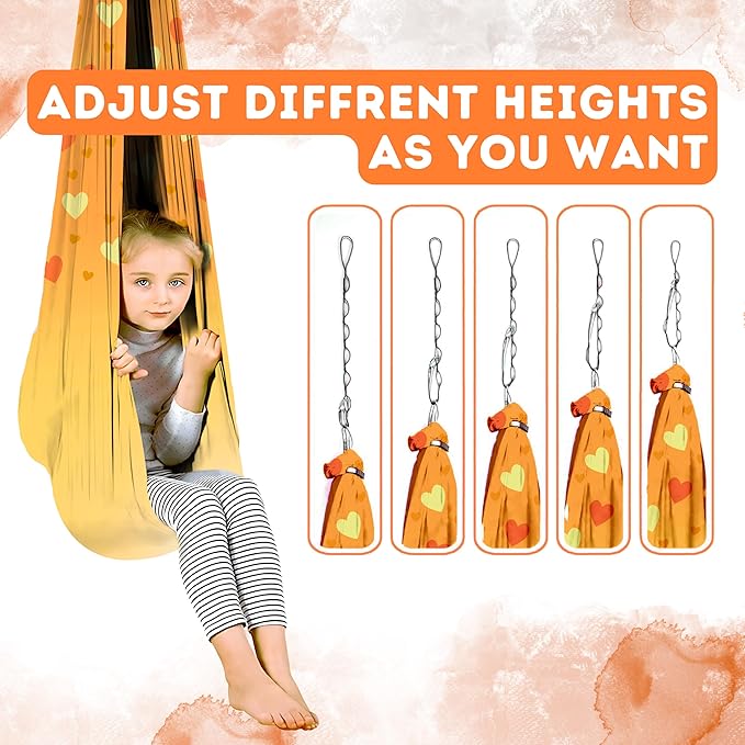 Sensory Swing with 6 Accessories Holds 300lbs 360° Swivel Double Layer Nylon Fabric Gives Calming Therapy Sensory Effect Pelvic Joint Stability for Kids and Adults with Asperger Autism ADHD SPD