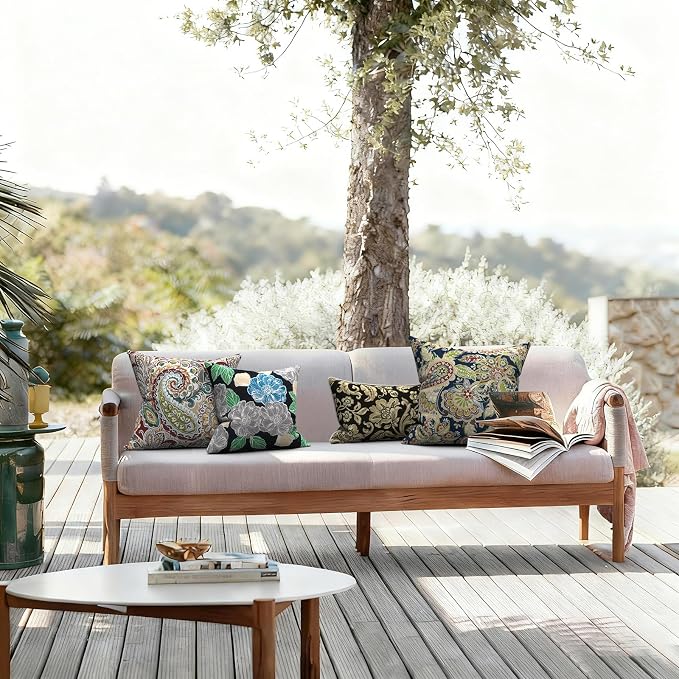 LVTXIII Outdoor Pillows 20x20 Inch, 2 Pack Large Decorative Square Throw Pillows with Inserts for Couch, Bed, Floor Seating, Patio Furniture, Paisley Bloom