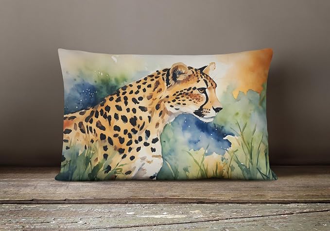 Caroline's Treasures DAC2888PW1216 Cheetah Throw Pillow Machine Washable, Indoor Outdoor Decorative Pillow for Couch, Bed or Patio, 12HX16W