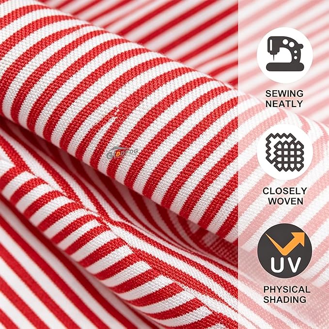 10ft Patio Umbrella Replacement Canopy 8 Ribs, Waterproof & Fade Resistant Market Umbrella Cover, Thickened Polyester Fabric for Backyard, Garden and Pool (Canopy Only) (Red stripes)