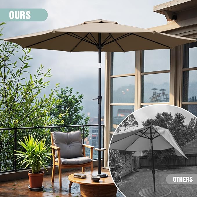 Sannwsg Patio Umbrellas, Pool Umbrella with 8 Sturdy Ribs, Outdoor Umbrella with Push Button Tilt/Crank, Deck Umbrellas, Market Umbrela Table for Backyard, Deck, Garden, Pool