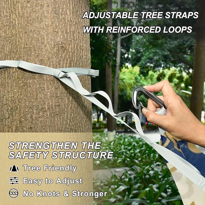 Crown Pattern Outdoor Hammocks with Tree Straps Fabric Hammock for Camping & Hiking Essential