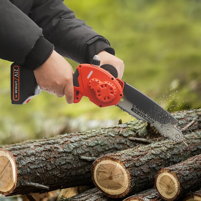 21V Mini Chainsaw 8 inch, 800W Electric Chainsaw Cordless, Brushless Chain saw with Carrying Case & 2x2000mAh Batteries, Battery Powered Saws Handheld Chain Saw for Wood Cutting