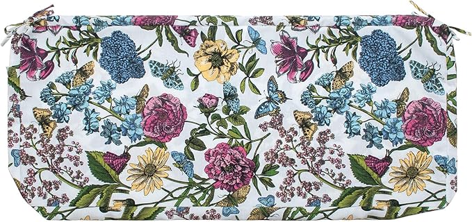 FUNHOME Outdoor Bench Cushion Cover 42 x18 x 3 inch,Water Resistant Cover with Zipper&Ties,Fade-Resistant Slipcover,Patio Porch Swing Cushion Cover Replacement Only,No Insert(Butterfly Flower)