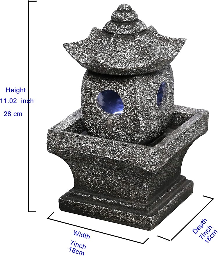 Hi-Line Gift 11" Pagoda Fountain with Warm White LED