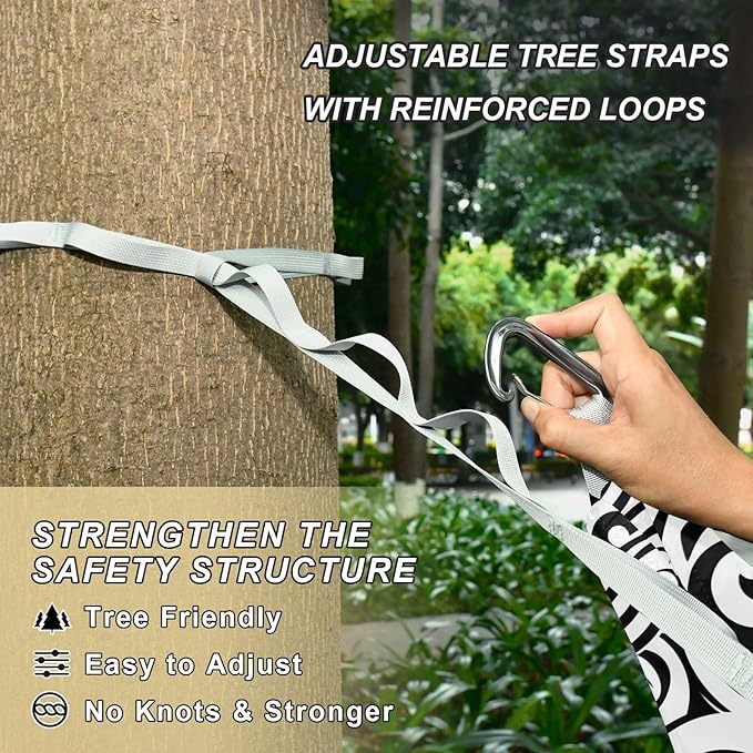 Camping Hammock Outdoor Hammocks for Outside Circles Line Beach Trees Portable Lightweight with Pockets Tree Straps Indoor