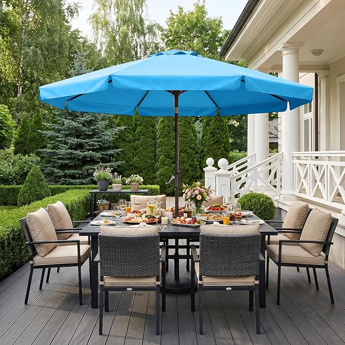 ABCCANOPY 9ft Scalloped Patio Umbrella, Outdoor Table Umbrella with Tilt and Crank, Fiberglass Ribs Deck Umbrella for Patio, Pool, Garden, Picnic (Aquamarine)