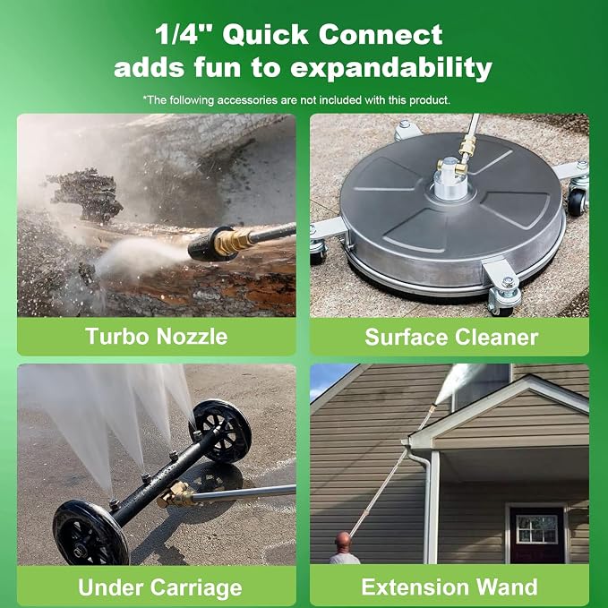5000 PSI Electric Pressure Washer with 33FT Hose Power Washers Powered Professional High Pressure Cleaner Machine, Foam Cannon, 4 Tips, powerwashers for Home Cars, Green