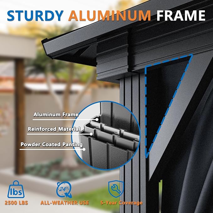HOTEEL 10x12 Hardtop Gazebo on Clearance with Heavy Duty Galvanized Steel Double Metal roof,Aluminum Frame,Patio Gazebo with Curtains and Netting,Outdoor Permanent Pavillon for Backyard,Black
