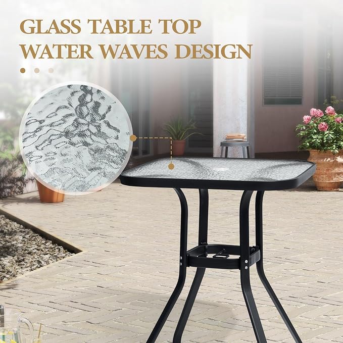 Crestlive Products Outdoor Dining Table for 6, 70" Rectangular Patio Table with Metal Frame 1.6" Umbrella Hole for Backyard Balcony Garden, White