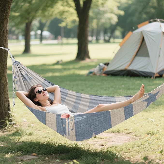 Rustic Farmhouse Striped Wallpaper Hammocks with Tree Straps Hanging Hammock for Outside Patio Backyard Poolside