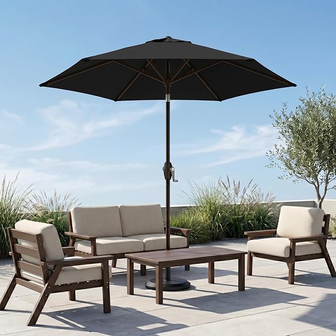 7.5ft Patio Umbrella, Outdoor Table Market Umbrella with Smooth Crank Lift, 6 Windproof Fiberglass Ribs, UPF50+ UV Protection for Deck, Pool, Garden and Backyard