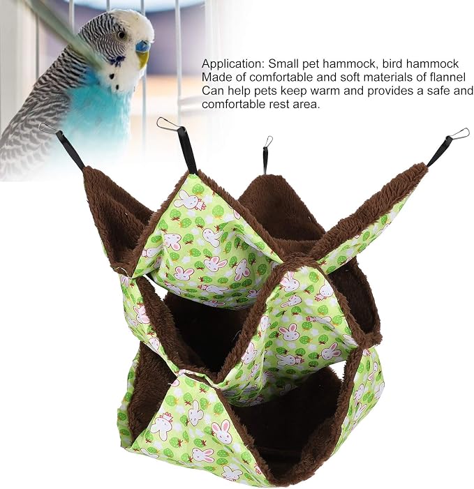 Guinea Pig Cage Hammock, Cute Rat Hamster Hanging Hammock Bed, Small Animals House Cage Accessories Toy for Hamster (Green)