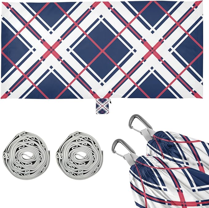 Red Blue Ckecered Plaid 330lb Capacity Hammocks with Tree Straps Fabric Hammock for Patio Backyard Lounge Base hamaca inflable para Piscina